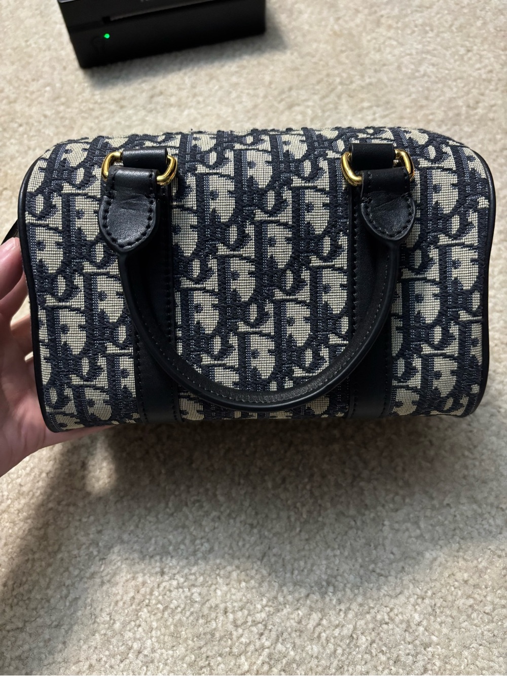 Monogram Canvas Mini Satchel in Navy and Cream